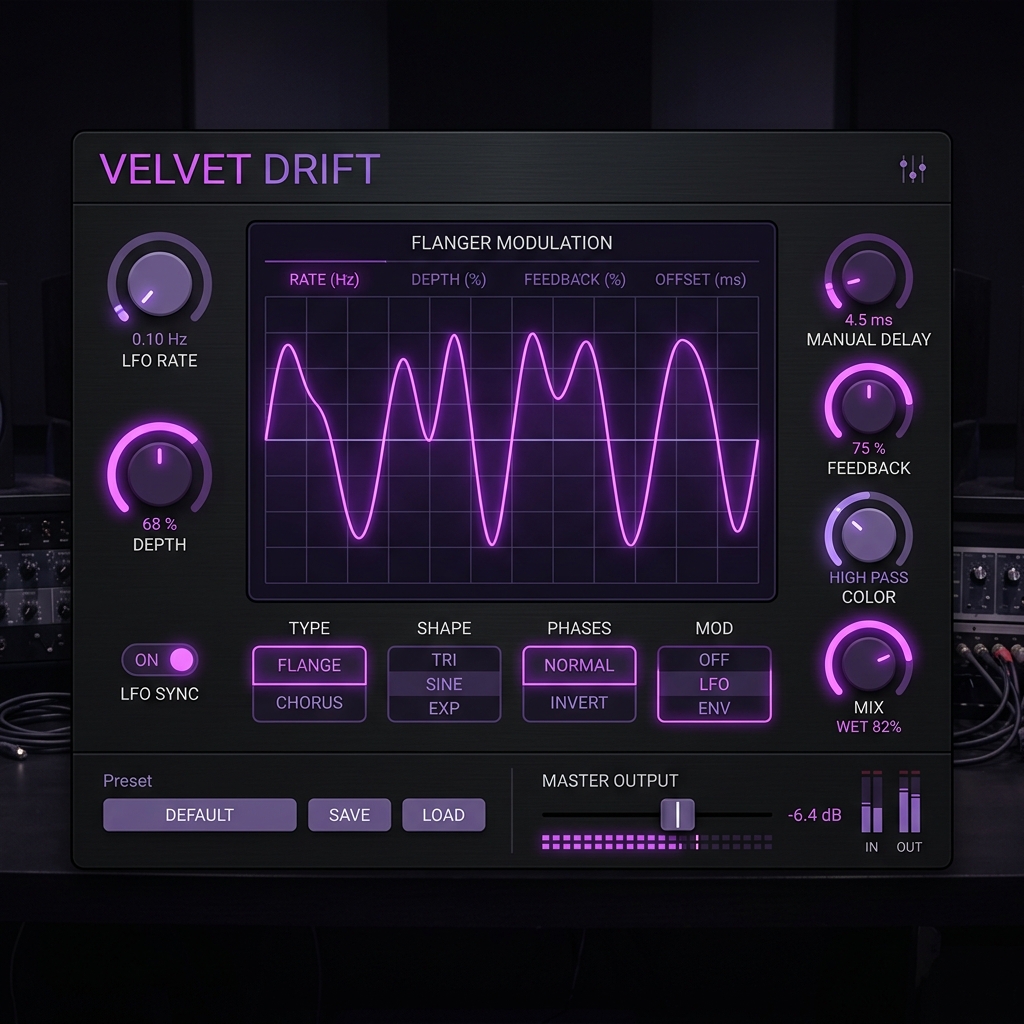 Velvet Drift flanger plugin UI